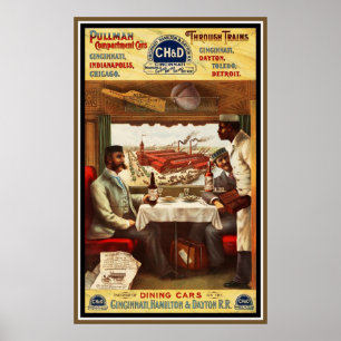 Affiche Ancienne Voiture Restaurant Train Pullman