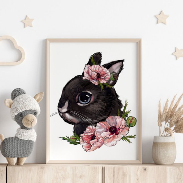 Affiche Animale Lapin Bébé Rose | Impression Mural (Créateur téléchargé)