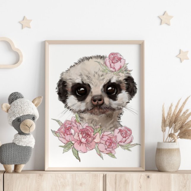 Affiche Animale Rose de Bébé Suricate | Impression (Créateur téléchargé)