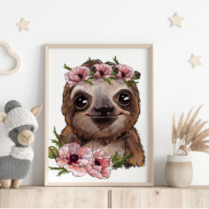 Affiche Animale Rose de Paresseux Bébé Impressio