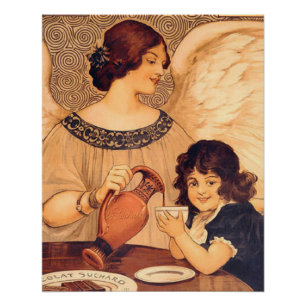 Affiche Antique d'Ange au Chocolat Français : Art