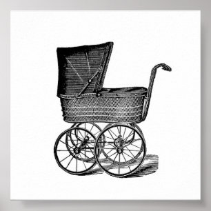 Affiche antique de voiture d'enfant