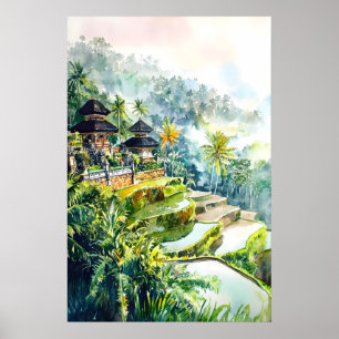 Affiche aquarelle Bali Impression de voyage Bali M