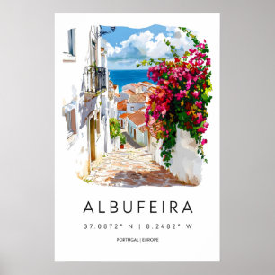 Affiche aquarelle d'Albufeira Ski Voyage National