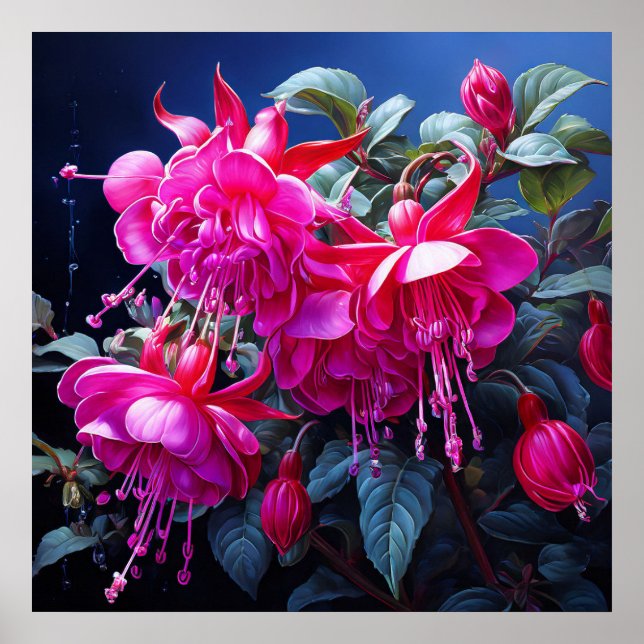 Affiche aquarelle fuchsia (Devant)