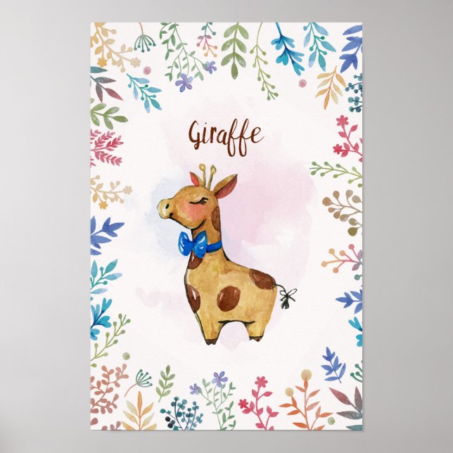 Affiche aquarelle girafe (Devant)
