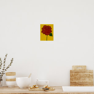Affiche aquarelle rose rouge festive et jaune