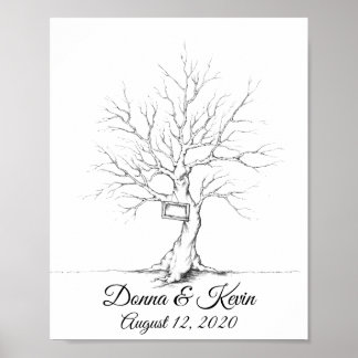 Affiche Arbre Empreinte Digitale Mariage Esquisse 