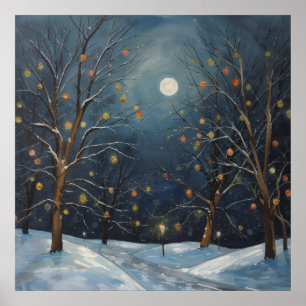 Affiche Arbres Hivernaux Clair de Lune