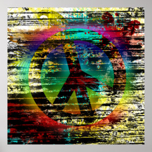 Affiche arc-en-ciel grunge de paix 52x52 ou plus p