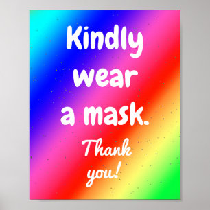 Affiche Arc-en-ciel Porter un Masque avec Gentille