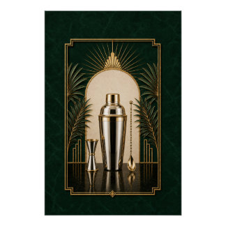 Affiche Art Déco Cocktail Shaker | Art de Bar