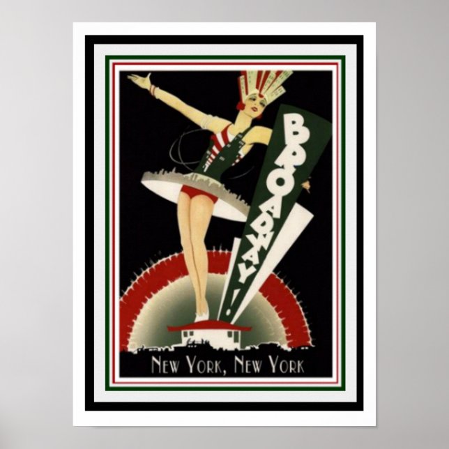 Affiche Art déco de Broadway 12 x 16 (Devant)