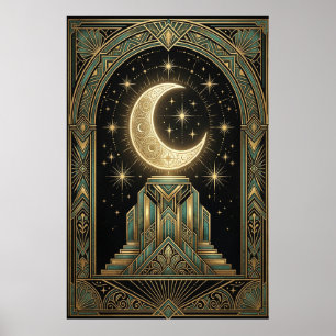 Affiche Art Déco Ziggurat Lunaire Céleste Thé Do