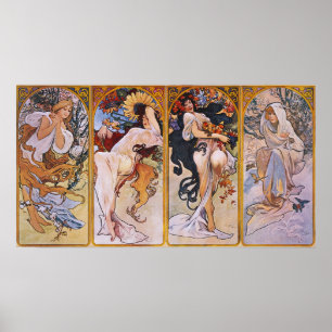 Affiche Art Nouveau d'Alphonse Mucha "Les Quatre S