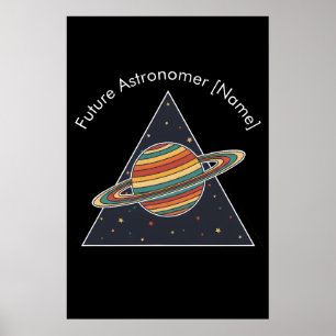 Affiche Art Rétro Saturne Astronome du Futur - Nom