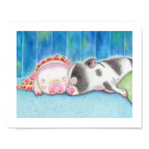 Affiche artistique pour enfants de cochons miniatu
