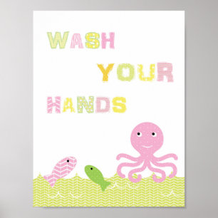 Affiche artistique pour salle de bain fille se lav