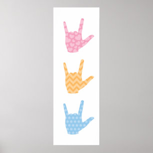 Affiche ASL « I Love You » en langue des signes, 1