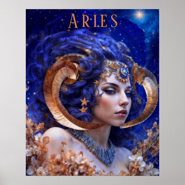 Affiche astrologique féminine Aries (Devant)