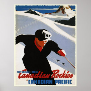 Affiche avec la copie de ski des Rocheuses de