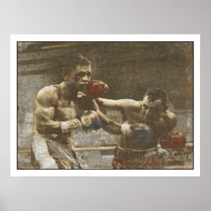 Affiche avec la scène de boxe des premiers rangs