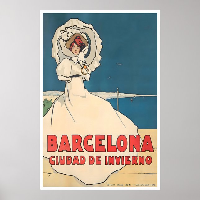 Affiche Barcelone Espagne Art Rétro Voyage Espagno (Devant)