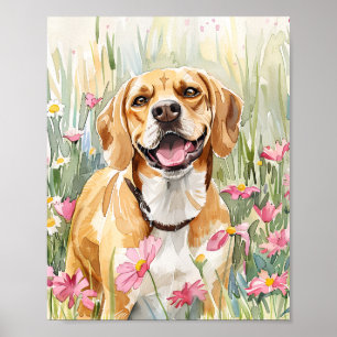 affiche beagle aquarelle murale pour chien