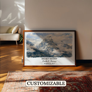 Affiche Big Sky Resort Montana, Aquarelle, Sur mes