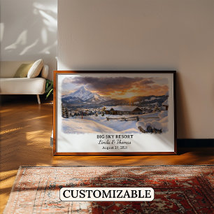 Affiche Big Sky Resort Montana, Aquarelle, Sur mes
