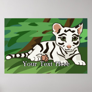 Affiche blanche de tigre