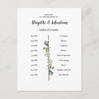 affiche blanche rustique mariage du jour ordre du  einladung