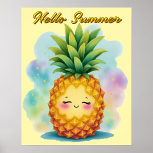 Affiche Bonjour Été Happy Pineapple