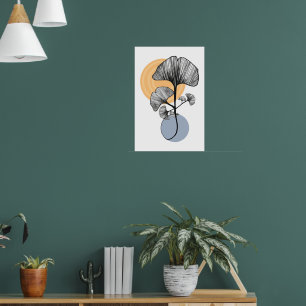 Affiche botanique feuille de ginkgo moderne