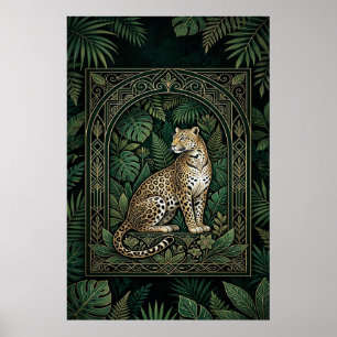 Affiche botanique léopard bohème   Dessin au trait