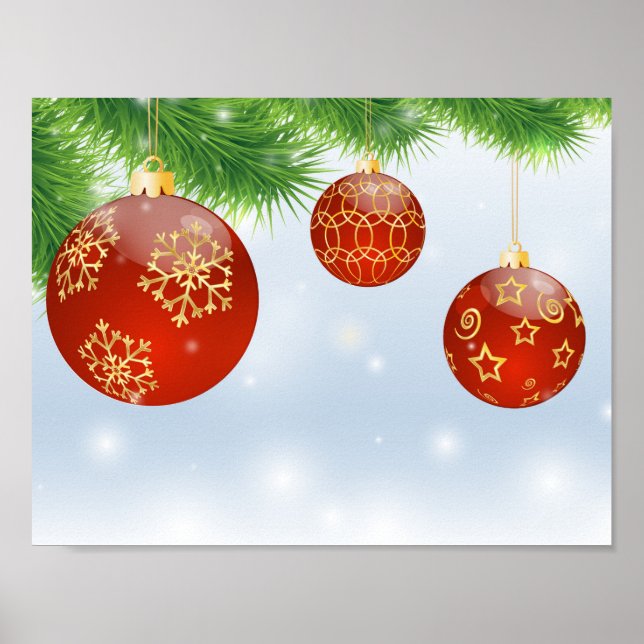 Affiche Boules Rouges de Noël (Devant)