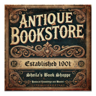 Affiche Brillant Personnalisable de Librairie Anci