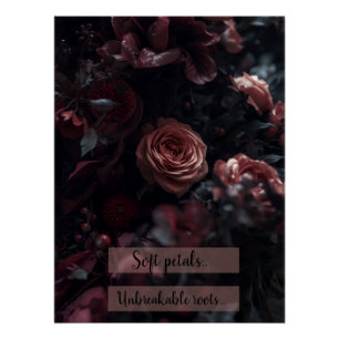 Affiche brillante à fleurs rose foncé Inspirante