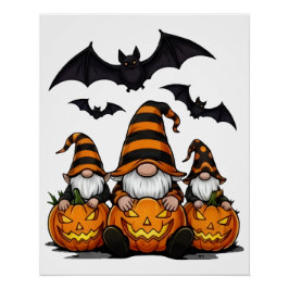 Affiche brillante de gnome d'Halloween