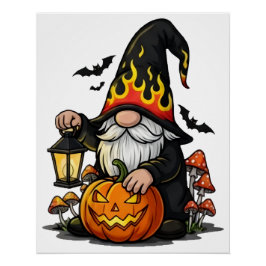 Affiche brillante de gnome d'Halloween