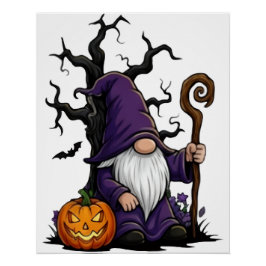 Affiche brillante de gnome d'Halloween