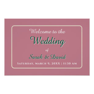 Affiche brillante de mariage rose poussiéreux et v