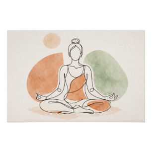 Affiche Brillante de Méditation de Yoga Minimalist