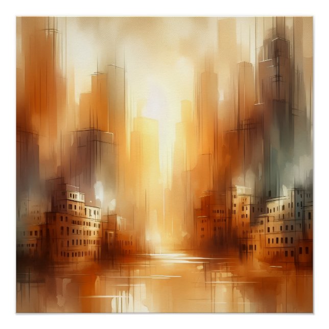 Affiche brillante de paysage de ville abstraite (Devant)