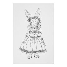 Affiche brillante d'illustration de lapin dessinée
