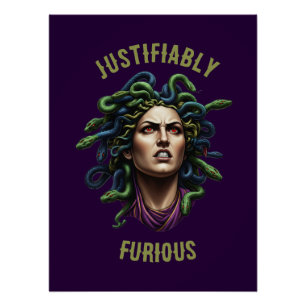 Affiche brillante Medusa furieuse
