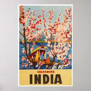 Affiche Cachemira Inde Fleur de Cerisier Art Indie
