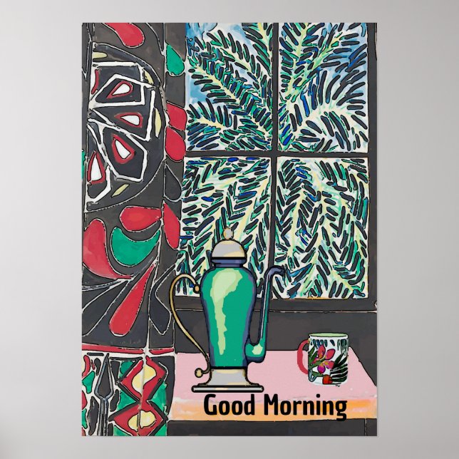 Affiche Café sous la fenêtre, d'après Matisse (Devant)