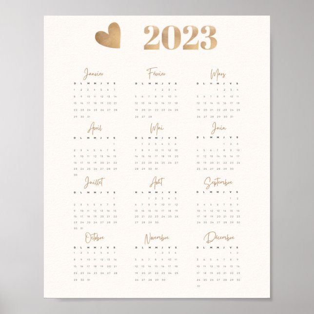 Affiche Calendrier 2023 COEUR Version Française Poster (Vorne)