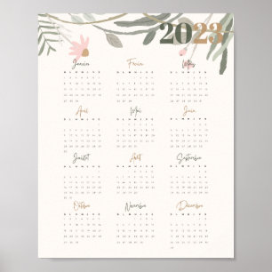 Affiche Calendrier 2023 FLORAL PASTEL - FR